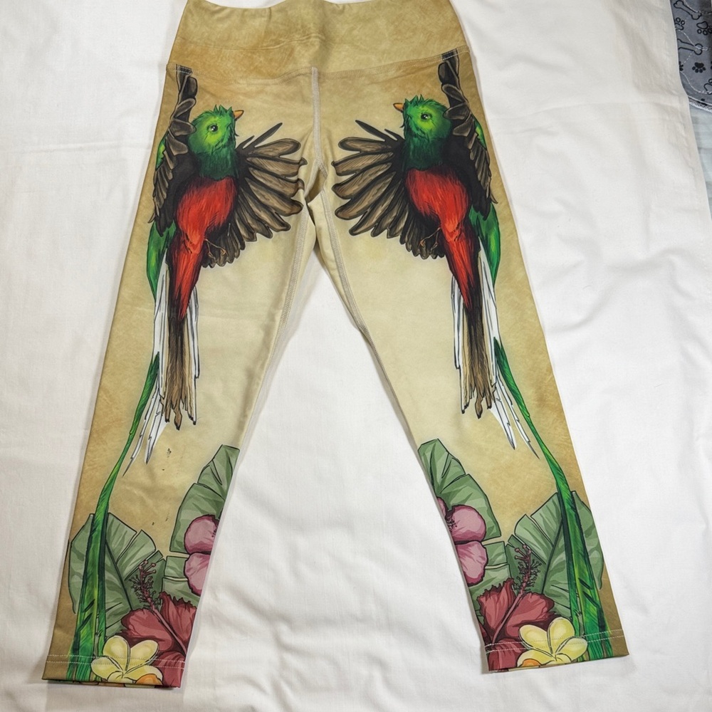 Beautiful Birds of Paradise Original Art Print Capri Leggings